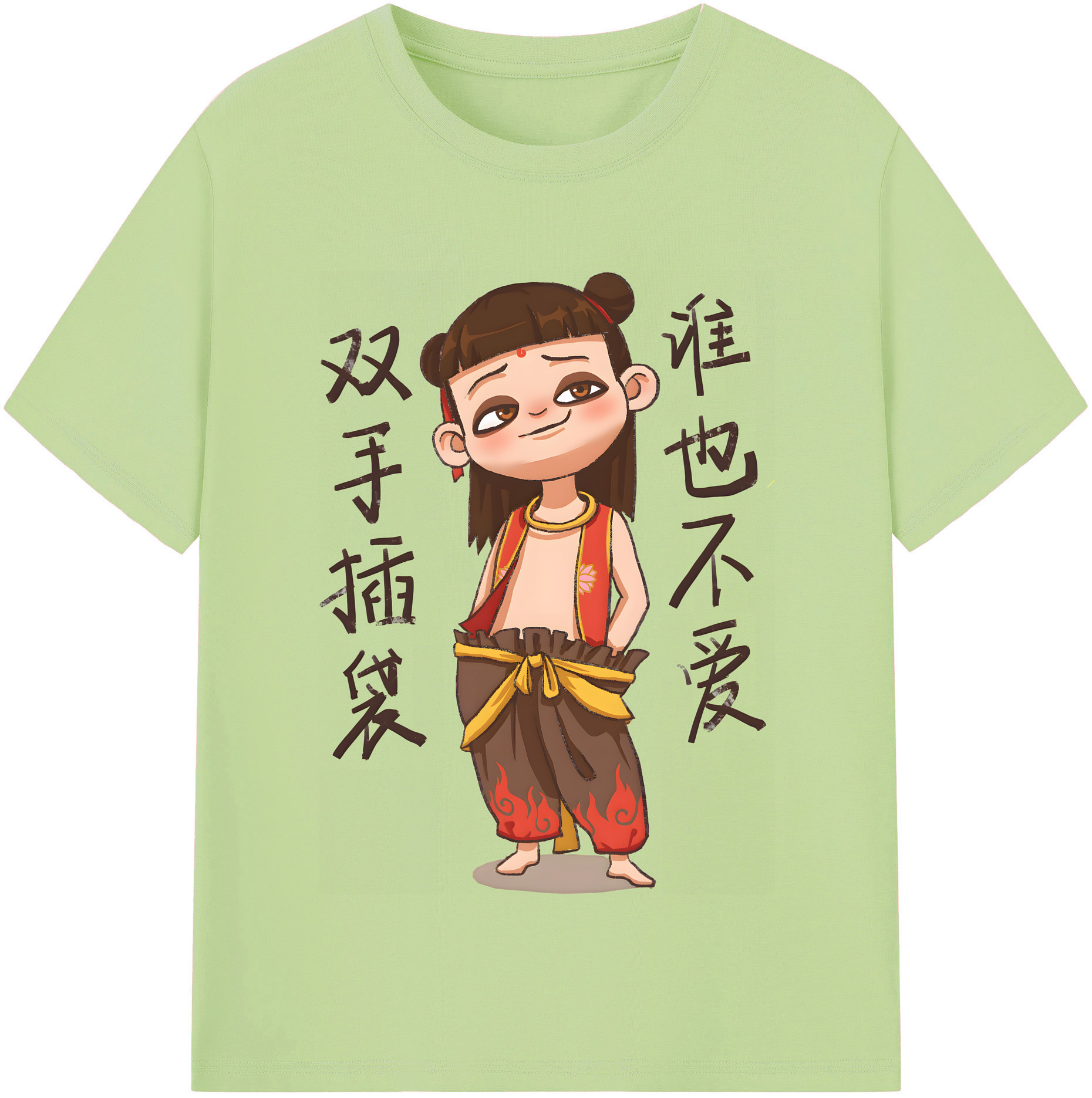 （画像用） Ne Zha 2 ナタ 魔童の大暴れ 綿100％半袖Tシャツ（フロントプリント）